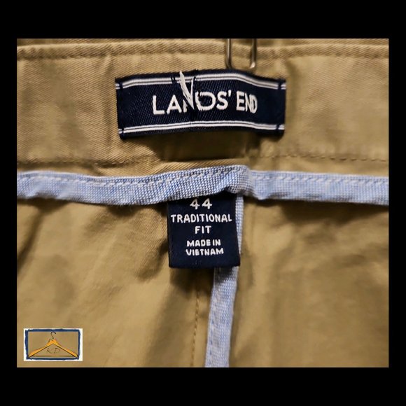 Lands End Khakis - Size 44x29, Hidden Expandable Waist, British Khaki - Picture 3 of 12